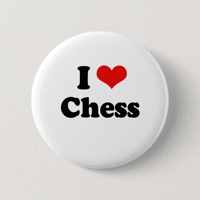 Badge Rond 5 Cm J'aime le T-shirt d'échecs (Devant)