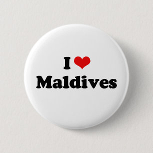 Badge Rond 5 Cm J'aime le T-shirt des Maldives