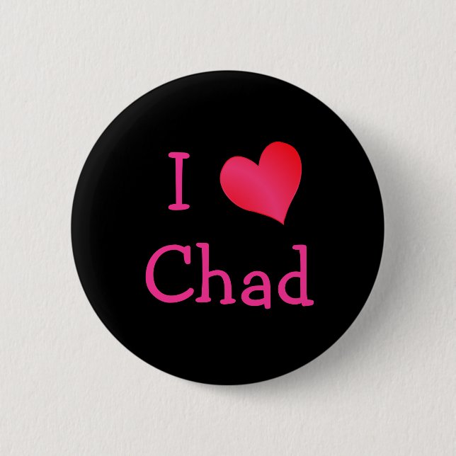 Badge Rond 5 Cm J'aime le Tchad (Devant)