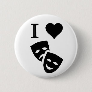 Badge Rond 5 Cm J'aime le théâtre