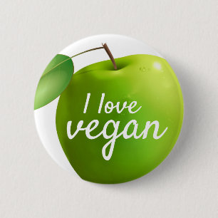 Badge Rond 5 Cm j'aime le végétalien