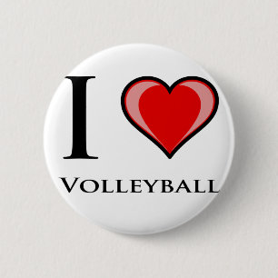 Badge Rond 5 Cm J'aime le volleyball