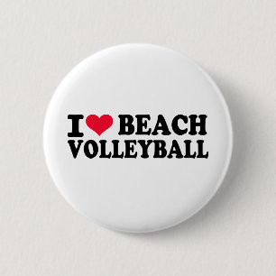 Badge Rond 5 Cm J'aime le volleyball de plage
