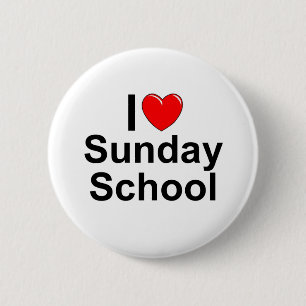 Badge Rond 5 Cm J'aime l'école du dimanche (de coeur)