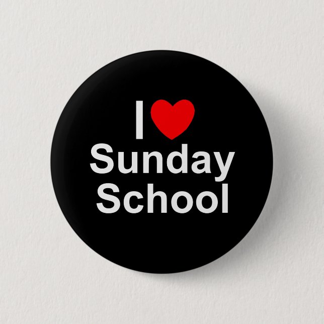 Badge Rond 5 Cm J'aime l'école du dimanche (de coeur) (Devant)