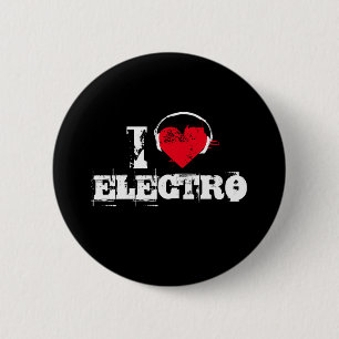 Badge Rond 5 Cm J'aime l'électro