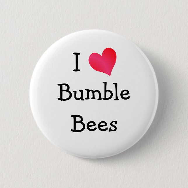 Badge Rond 5 Cm J'Aime Les Abeilles Bumble (Devant)