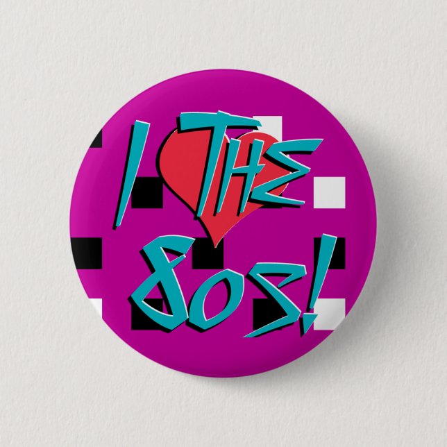 Badge Rond 5 Cm J'Aime Les Années 80 ! (Devant)