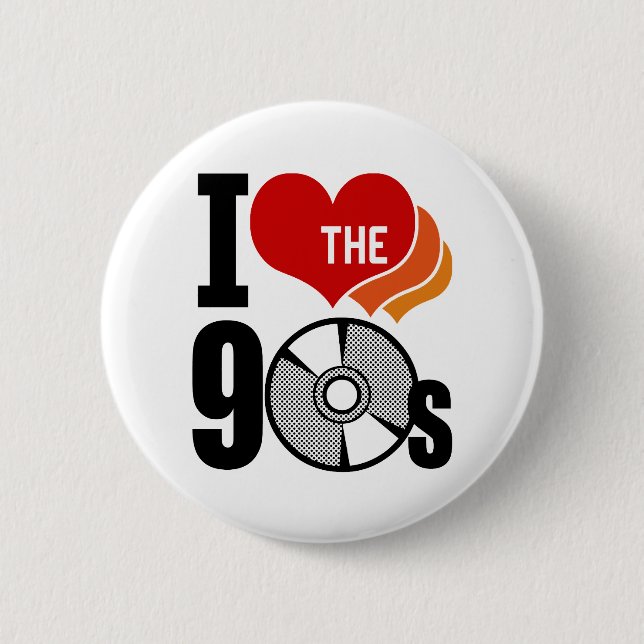 Badge Rond 5 Cm J'Aime Les Années 90 (Devant)
