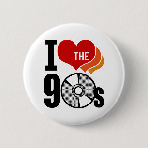 Badge Rond 5 Cm J'Aime Les Années 90