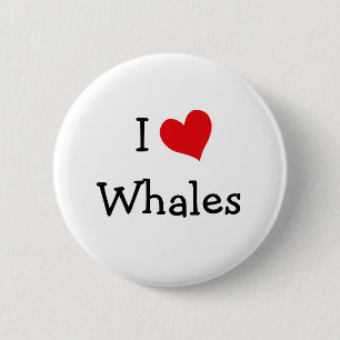 Badge Rond 5 Cm J'aime les baleines