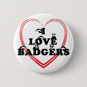 Badge Rond 5 Cm J'aime les blaireaux Coeur