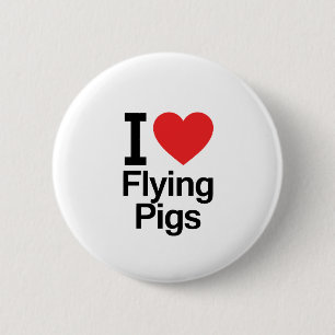 Badge Rond 5 Cm J'Aime Les Cochons Volants