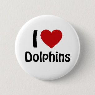 Badge Rond 5 Cm J'aime les dauphins