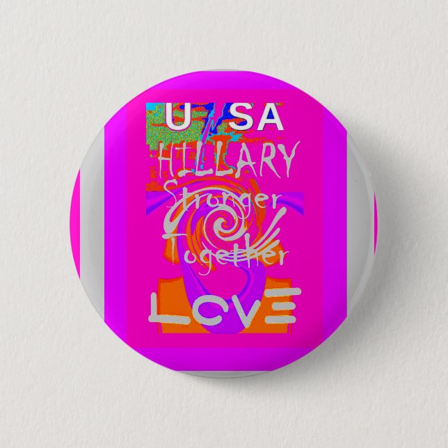 Badge Rond 5 Cm J'Aime Les Etats-Unis : Plus Forts Ensemble (Devant)