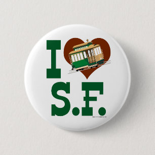 Badge Rond 5 Cm J'aime les funiculaires de San Francisco
