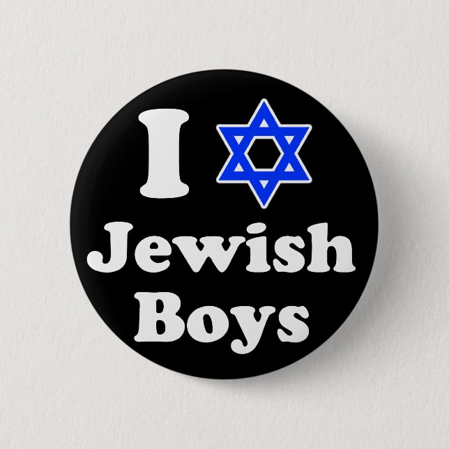 Badge Rond 5 Cm J'aime les garçons juifs (Devant)
