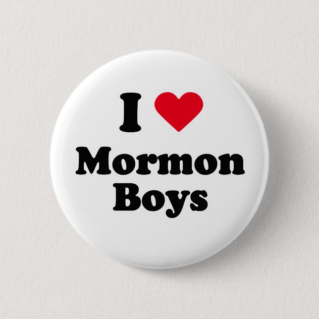 Badge Rond 5 Cm J'aime les garçons mormons (Devant)