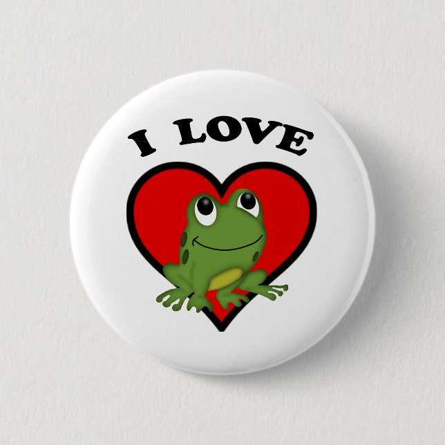 Badge Rond 5 Cm J'aime les grenouilles (Devant)