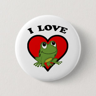 Badge Rond 5 Cm J'aime les grenouilles