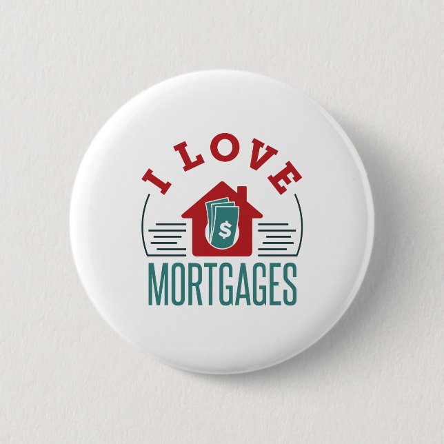 Badge Rond 5 Cm J'aime les hypothèques banquier de processeur de p (Devant)