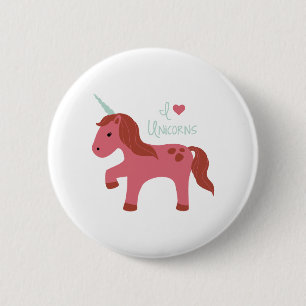 Badge Rond 5 Cm J'aime les licornes