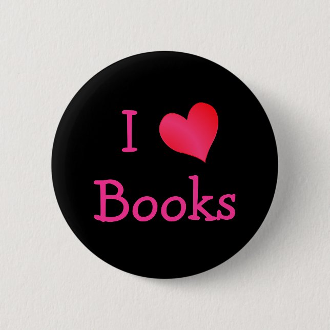 Badge Rond 5 Cm J'aime les livres (Devant)