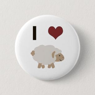 Badge Rond 5 Cm J'aime les moutons