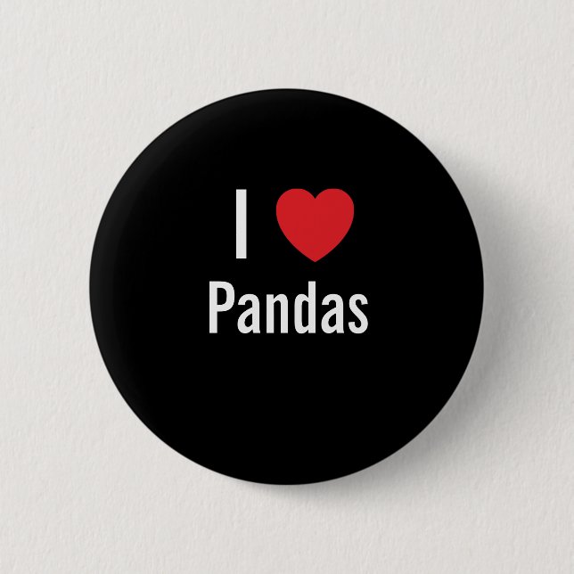 Badge Rond 5 Cm J'aime les pandas (Devant)