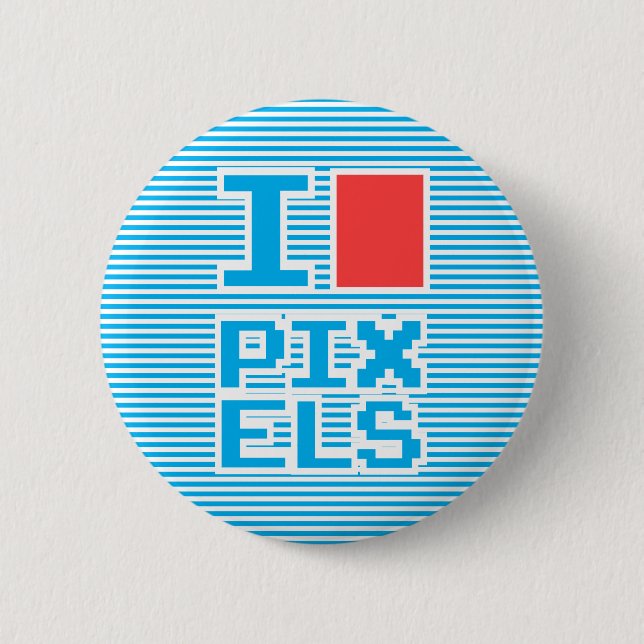 Badge Rond 5 Cm J'Aime Les Pixels, Jouant Avec La Collection Des G (Devant)