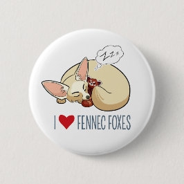Badge Rond 5 Cm J'aime les renards de Fennec - Fox de Fennec de
