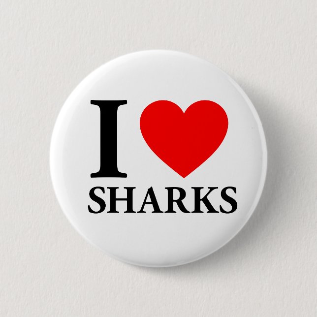 Badge Rond 5 Cm J'aime les requins (Devant)