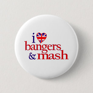 Badge Rond 5 Cm J'aime les saucisses et la mâche