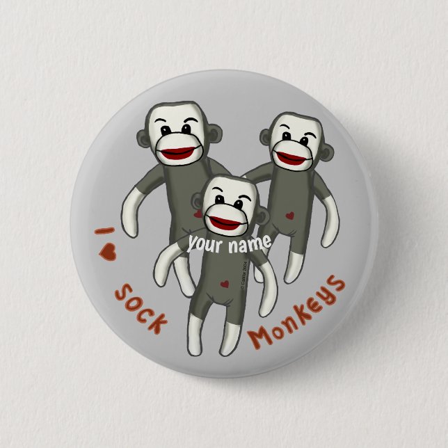 Badge Rond 5 Cm J'Aime Les Singes De Choc (Devant)