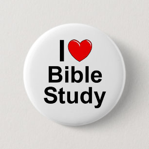 Badge Rond 5 Cm J'aime l'étude de bible (de coeur)