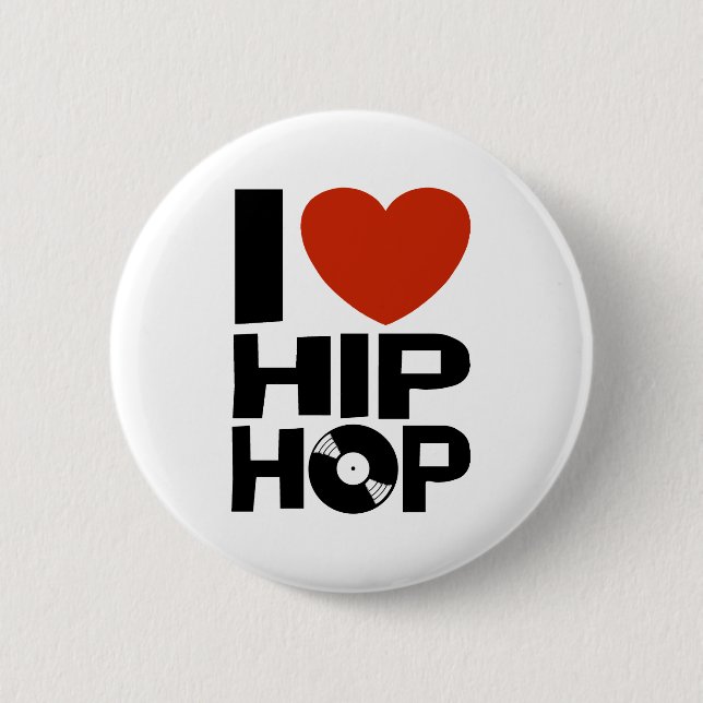 Badge Rond 5 Cm J'aime l'Hip hop (Devant)
