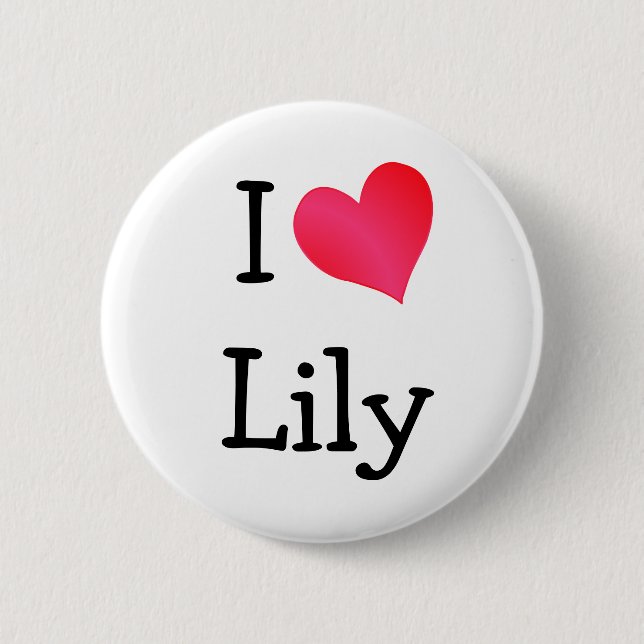 Badge Rond 5 Cm J'aime Lily (Devant)