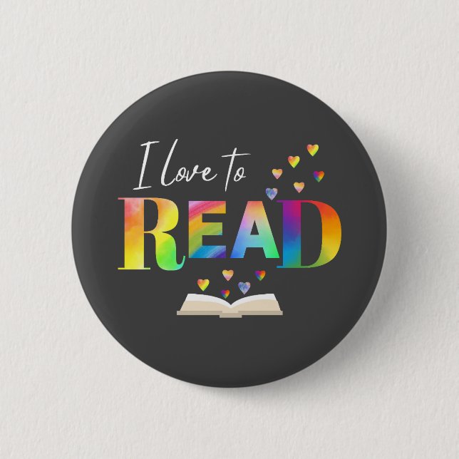 Badge Rond 5 Cm J'Aime Lire (Devant)