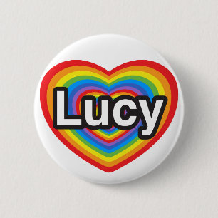 Badge Rond 5 Cm J'aime Lucy. Je t'aime Lucy. Coeur
