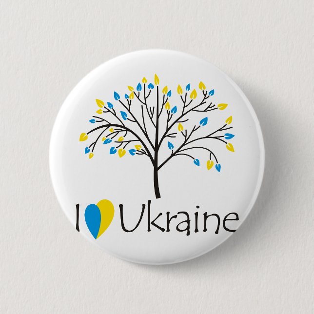 Badge Rond 5 Cm J'aime l'Ukraine (Devant)