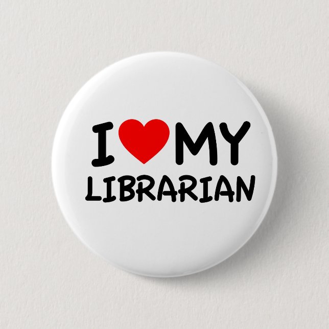 Badge Rond 5 Cm J'aime ma bibliothécaire (Devant)