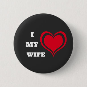 Badge Rond 5 Cm J'Aime Ma Femme Mignonne Coeur Personnalisé