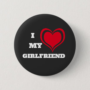 Badge Rond 5 Cm J'Aime Ma Petite Amie Personnalisée