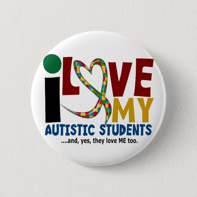Badge Rond 5 Cm J'aime ma SENSIBILISATION SUR L'AUTISME autiste (Devant)