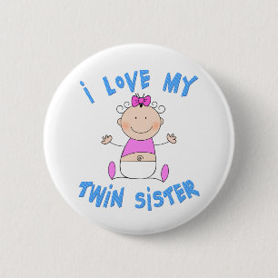 Badge Rond 5 Cm J'Aime Ma Soeur Twin