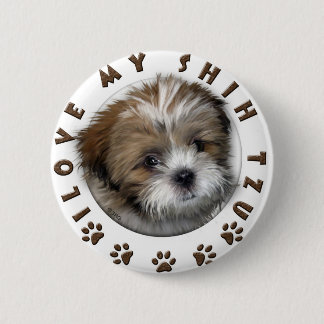 Badge Rond 5 Cm J'Aime Ma Tzu Tender Tender Design
