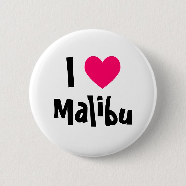 Badge Rond 5 Cm J'aime Malibu (Devant)