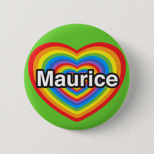 Badge Rond 5 Cm J'aime Maurice. Je t'aime Maurice. Cœur