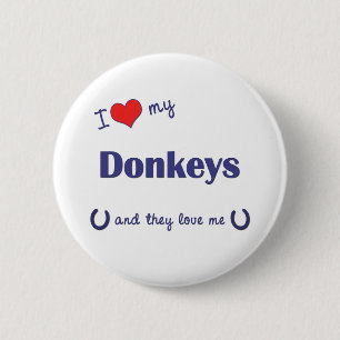 Badge Rond 5 Cm J'aime mes ânes (les ânes multiples)