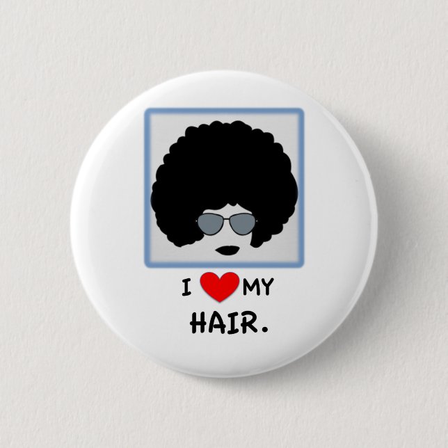 Badge Rond 5 Cm J'aime mes cheveux - Afro (Devant)